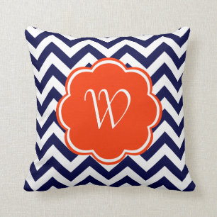 Navy Blue Chevron Monogram Kussen