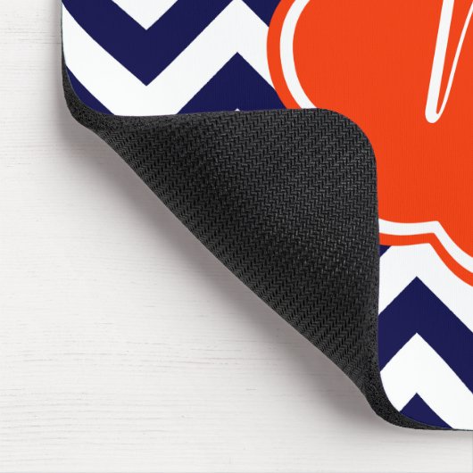 Navy Blue Chevron Monogram Muismat (Hoek)