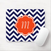 Navy Blue Chevron Monogram Muismat (Met muis)