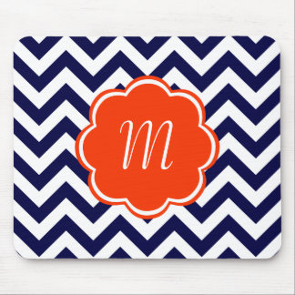 Navy Blue Chevron Monogram Muismat