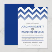 Navy Blue Chevron Ombre Wedding Invitations Kaart (Voorkant / Achterkant)