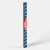 Navy Blue Chevron Pattern | Koraalmonogram iPhone Hoesje (Rechterkant)
