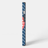 Navy Blue Chevron Pattern | Koraalmonogram iPhone Hoesje (Linkerkant)