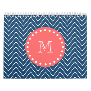 Navy Blue Chevron Pattern   Koraalmonogram Kalender