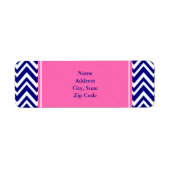 Navy Blue Chevron Pattern met Hot Pink Etiket (Voorkant)