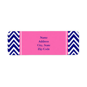 Navy Blue Chevron Pattern met Hot Pink Etiket