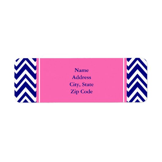 Navy Blue Chevron Pattern met Hot Pink Etiket (Voorkant)