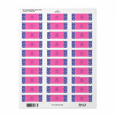 Navy Blue Chevron Pattern met Hot Pink Etiket (Full Sheet)