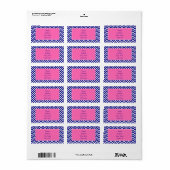 Navy Blue Chevron Pattern met Hot Pink Etiket (Full Sheet)