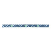 Navy Blue Chevron Pattern | Munt Green Monogram Satijnen Lint (Voorkant)