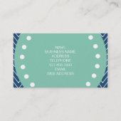 Navy Blue Chevron Pattern | Munt Green Monogram Visitekaartje (Achterkant)