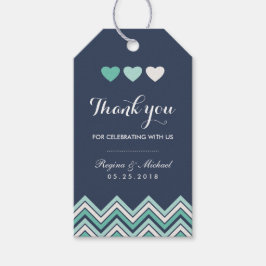 Navy Blue Chevron Pattern Wedding Gift Label Cadeaulabel