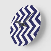 Navy Blue Chevron Ronde Klok (Hoek)