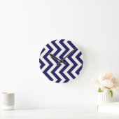 Navy Blue Chevron Ronde Klok (Huis)