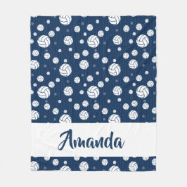 Navy Blue Chevron Volleyball Pattern Fleece Deken