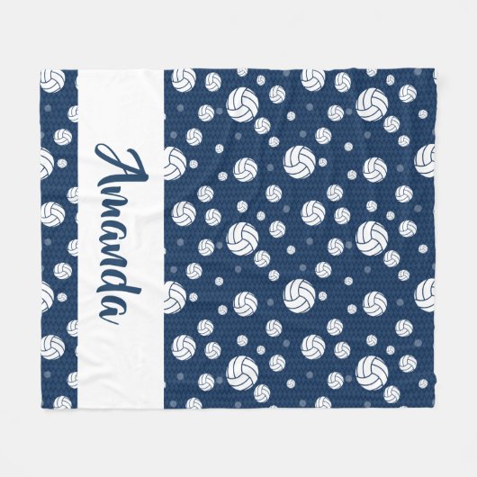 Navy Blue Chevron Volleyball Pattern Fleece Deken (Voorkant (Horizontaal))