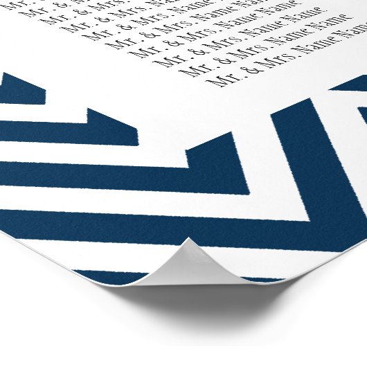 Navy Blue Chevron Wedding Seating Chart 200 Poster (Hoek)