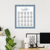 Navy Blue Chevron Wedding Seating Chart 200 Poster (Thuiskantoor)