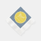 Navy Blue Chevrons met aangepast geel monogram Servetten (Hoek)