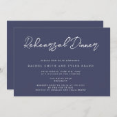 Navy Blue Chic Elegant repesal Dinner Invitation Kaart (Voorkant / Achterkant)