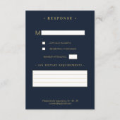 Navy Blue Chic Fake Gold Wedding Initialen Flouris Informatiekaartje (Achterkant)