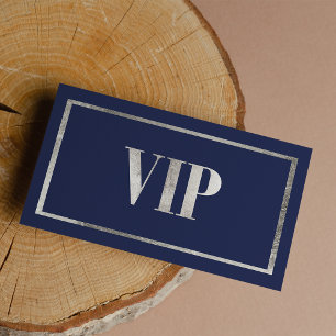 Navy blue chic luxe Silver VIP-kaartlid Visitekaartje