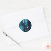 Navy Blue Chic Metallic Love & Bedankt Ronde Sticker (Envelop)