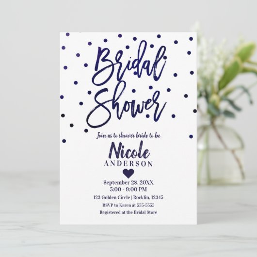 Navy Blue Chic Modern Script Vrijgezellenfeest Kaart (Staand voorkant)