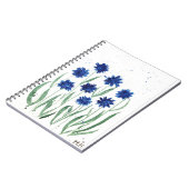 Navy blue chic rustige waterverf van wilde bloemen notitieboek (Linkerzijde)