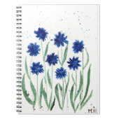 Navy blue chic rustige waterverf van wilde bloemen notitieboek (Voorkant)
