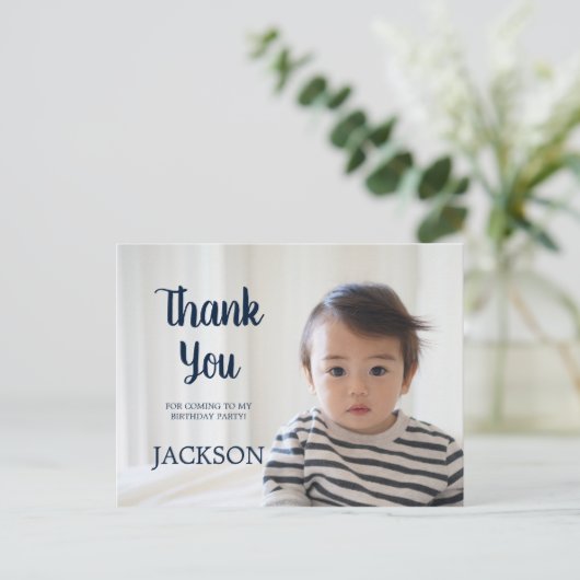 Navy blue Child's verjaardag Dank je Briefkaart (Staand voorkant)