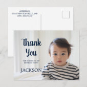 Navy blue Child's verjaardag Dank je Briefkaart (Voorkant / Achterkant)