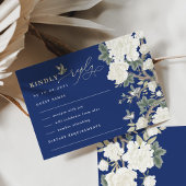 Navy Blue Chinoiserie Bird Peony Wedding RSVP Kaart