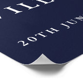 Navy Blue Chinoiserie Bloemen Huwelijk Welkom Teke Poster (Hoek)