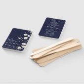 Navy Blue Chinoiserie Bloemen Trouwprogramma Handwaaier (Niet-gemonteerd)