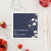 Navy Blue Chinoiserie Bloementuin Trouwen Servet (Insitu)