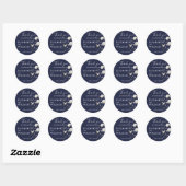 Navy Blue Chinoiserie Floral Wedding Dank u Ronde Sticker (Vel)