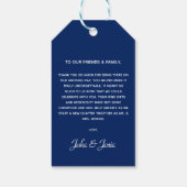 Navy Blue Chinoiserie Floral Wedding Thank You Cadeaulabel (Achterkant)