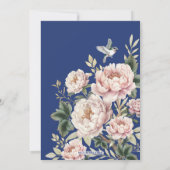 Navy Blue Chinoiserie Florals Foto Save the Date Kaart (Achterkant)