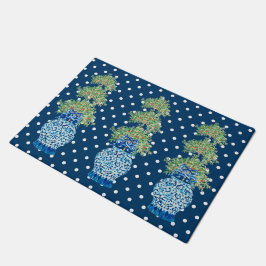 Navy Blue Chinoiserie Sinaasappel Topiary Doormat Deurmat
