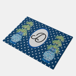 Navy Blue Chinoiserie Sinaasappel Topiary Doormat Deurmat