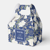 Navy Blue Chinoiserie Vogels Bloemen Huwelijk Bedankdoosjes (Achterkant)