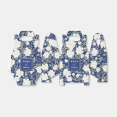 Navy Blue Chinoiserie Vogels Bloemen Huwelijk Bedankdoosjes (Uitgevouwen)