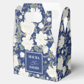 Navy Blue Chinoiserie Vogels Bloemen Huwelijk Bedankdoosjes (Geopend)