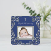 Navy Blue Christening Kaart (Staand voorkant)