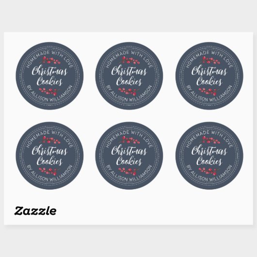 Navy Blue Christmas Cookie Ronde Sticker (Vel)