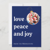 Navy Blue Christmas Familie Foto Liefde Vrede Joy Feestdagenkaart (Voorkant)