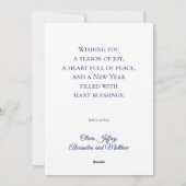 Navy Blue Christmas Familie Foto Liefde Vrede Joy Feestdagenkaart (Achterkant)