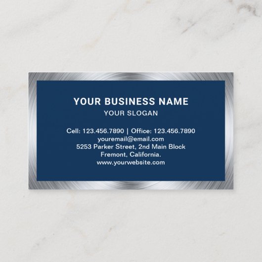 Navy Blue Chrome Auto Legering Wiel Rim Mechanic Visitekaartje (Achterkant)