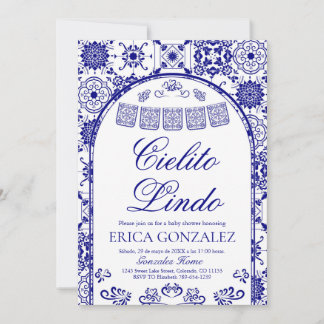 Navy Blue Cielito Lindo Papel Picado Baby Shower Kaart
